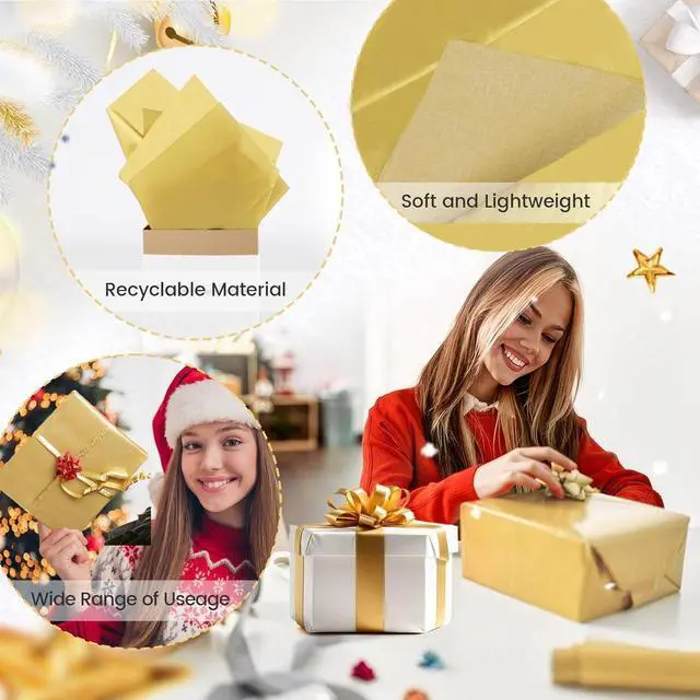 Alt view image 3 of 7 - Gold Tissue Paper for Gift Bags - 30 Sheets of Gold Wrapping Tissue Paper Bulk Packaging Paper for Weddings Birthday DIY Project Christmas Gift Wrapping Crafts Decor (14 x 20 Inch)