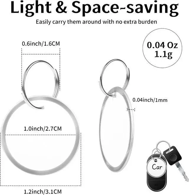 Alt view image 2 of 6 - Key Tags Labels with Ring - 10 Pack Metal Rim Key Chain ID Tags/Identifiers with White Writable Round Paper Labels for Name, Luggage, Bags, Backpack, 1 Inches