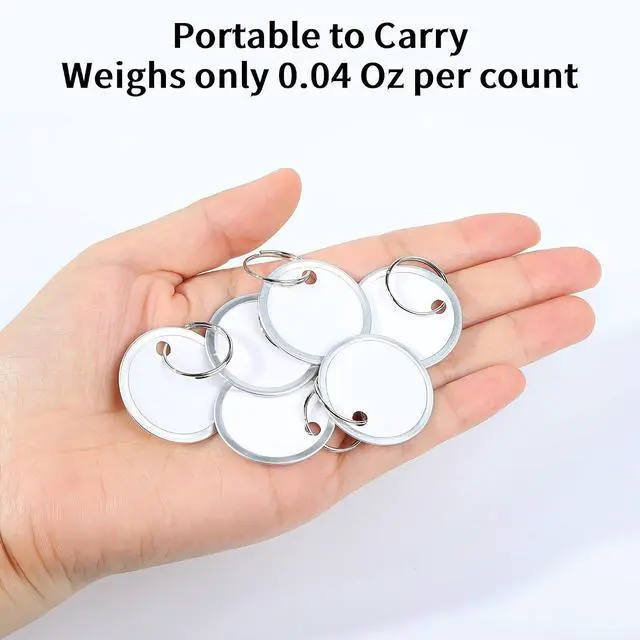 Alt view image 4 of 6 - Key Tags Labels with Ring - 10 Pack Metal Rim Key Chain ID Tags/Identifiers with White Writable Round Paper Labels for Name, Luggage, Bags, Backpack, 1 Inches
