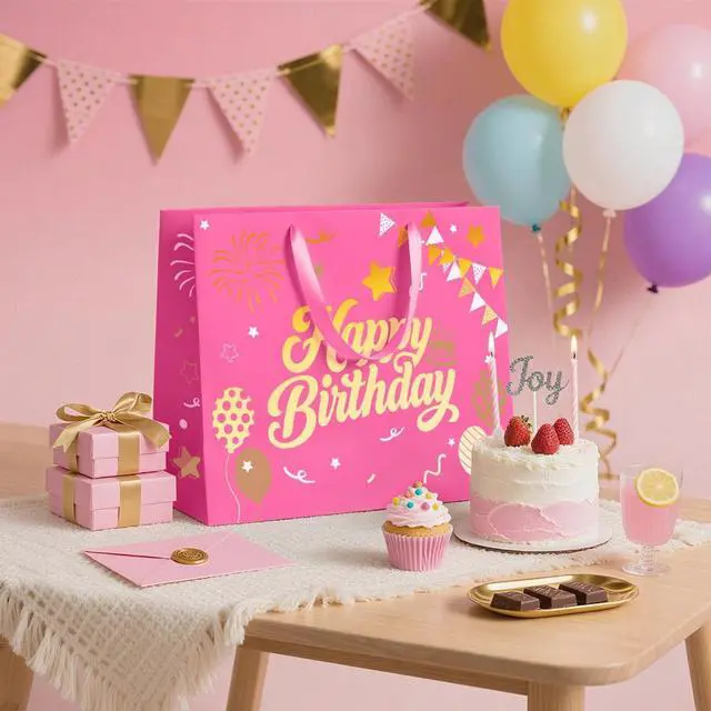 Alt view image 6 of 6 - Sipthene 13 Pink Birthday Gift Bag with Tissue Paper and Greeting Card