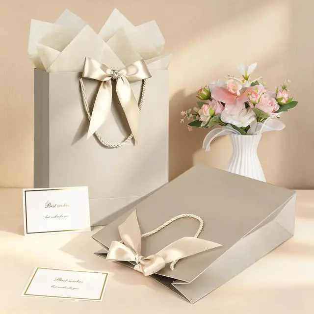 Alt view image 2 of 7 - YoungTree Champagne Paper Gift Bags with Handles, Party Present Bag