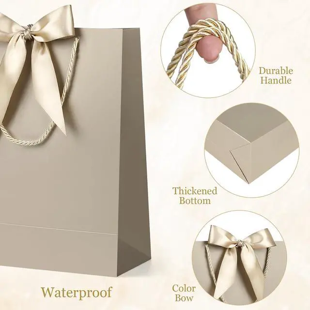 Alt view image 6 of 7 - YoungTree Champagne Paper Gift Bags with Handles, Party Present Bag