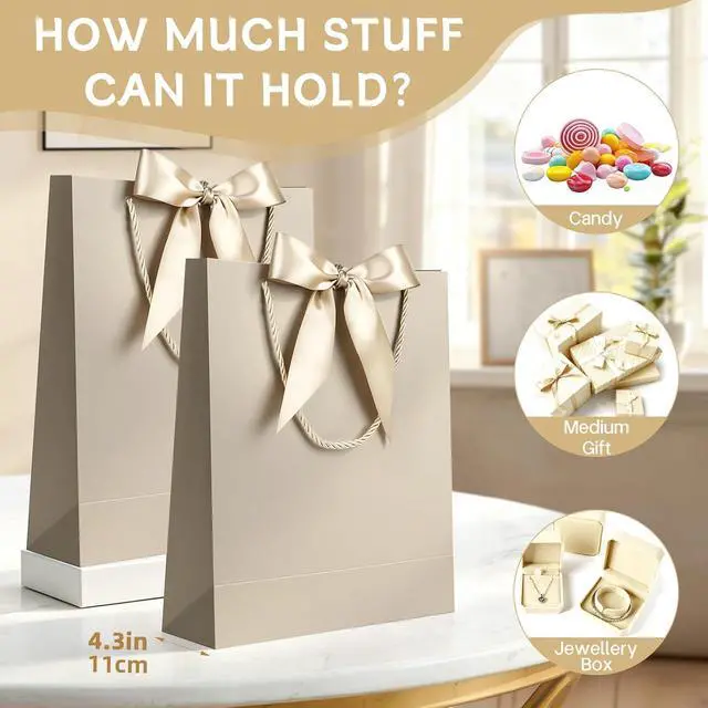 Alt view image 5 of 7 - YoungTree Champagne Paper Gift Bags with Handles, Party Present Bag