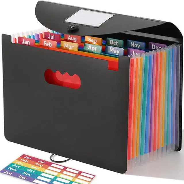 Main image of SortRax Monthly 12-Pocket Accordion File Organizer, Letter/A4 Size, Black