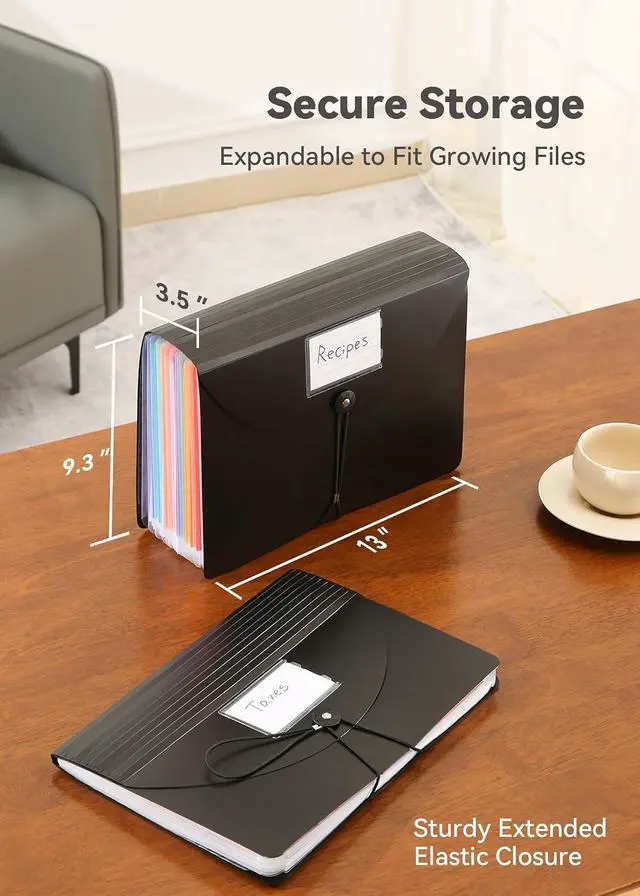 Alt view image 3 of 6 - SortRax Monthly 12-Pocket Accordion File Organizer, Letter/A4 Size, Black