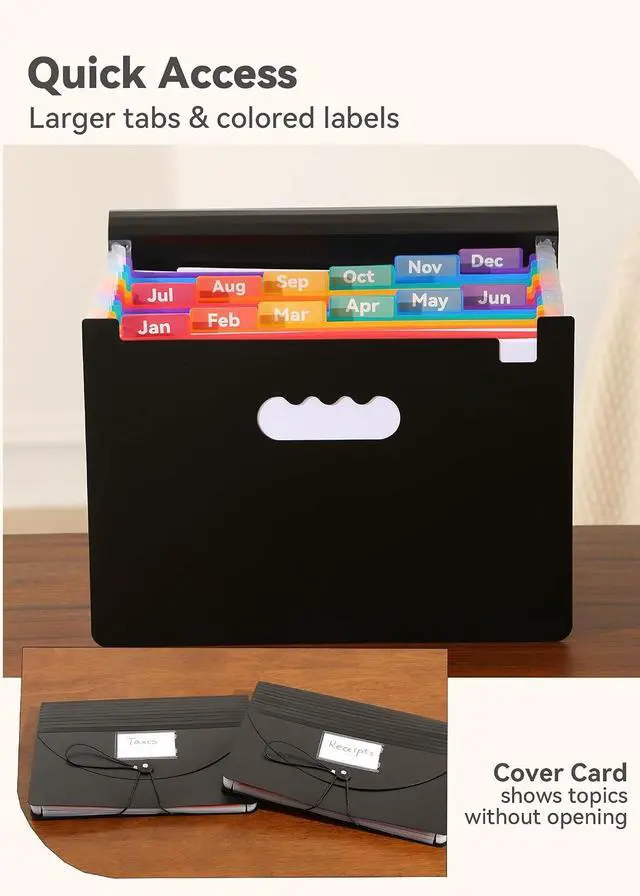 Alt view image 4 of 6 - SortRax Monthly 12-Pocket Accordion File Organizer, Letter/A4 Size, Black