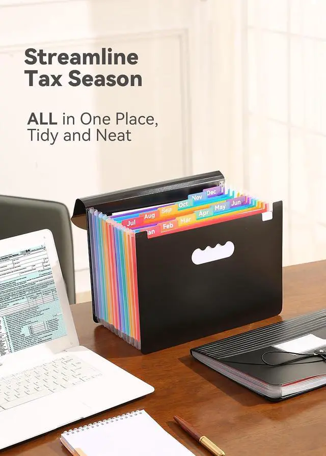 Alt view image 5 of 6 - SortRax Monthly 12-Pocket Accordion File Organizer, Letter/A4 Size, Black