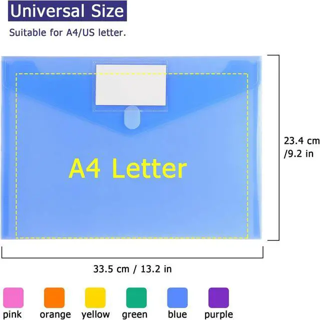 Alt view image 3 of 7 - Tamaki 6 Pack Plastic Envelopes, Clear Document Folders, A4 Size