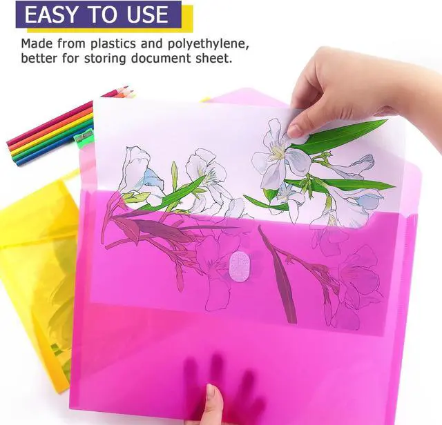 Alt view image 5 of 7 - Tamaki 6 Pack Plastic Envelopes, Clear Document Folders, A4 Size