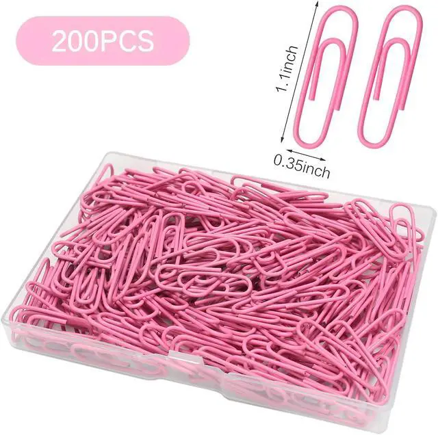 Alt view image 2 of 5 - Elisel Paper Clips, 200pcs Medium Size (1.3 inch) Colored Paper Clip,Durable and Rustproof Coated Paper Clips, Great for Office, School and Personal Use (Pink)