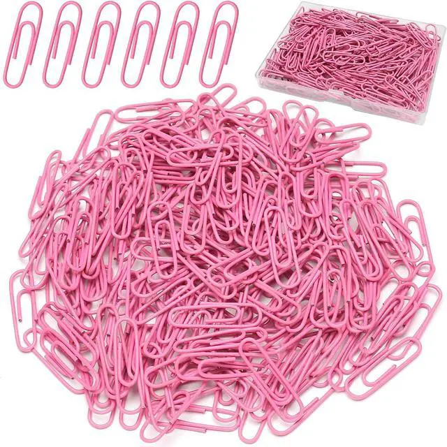 Main image of Elisel Paper Clips, 200pcs Medium Size (1.3 inch) Colored Paper Clip,Durable and Rustproof Coated Paper Clips, Great for Office, School and Personal Use (Pink)