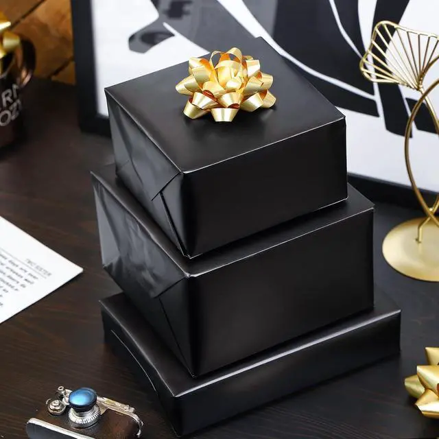 Alt view image 3 of 7 - RUSPEPA Black Wrapping Paper - Solid Color Matte Gift Wrapping Paper Roll Perfect for Wedding, Birthday for Men, Christmas, Baby Shower, Graduation Gifts, Father's Day Gifts - 17 Inches X 32.8 Feet