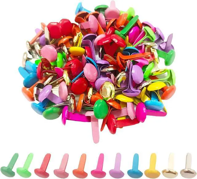 Main image of BlingKingdom 100 PCS Brad Paper Fasteners for Crafts, 0.3 x 0.6" Split Pin