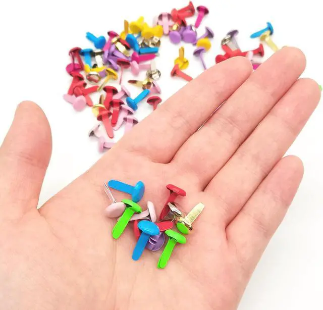 Alt view image 2 of 7 - BlingKingdom 100 PCS Brad Paper Fasteners for Crafts, 0.3 x 0.6" Split Pin