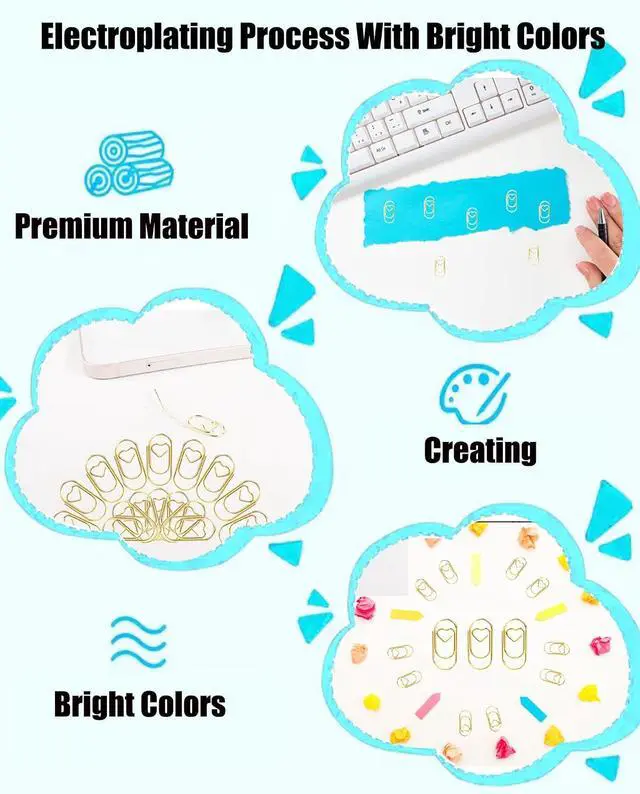 Alt view image 4 of 7 - 100 Pack Gold Love Heart Shaped Paper Clips, 0.8inch Small Paper Clips for Funny, Small Mini Paperclips Paper Clamps for Office School Home Desk Organizers