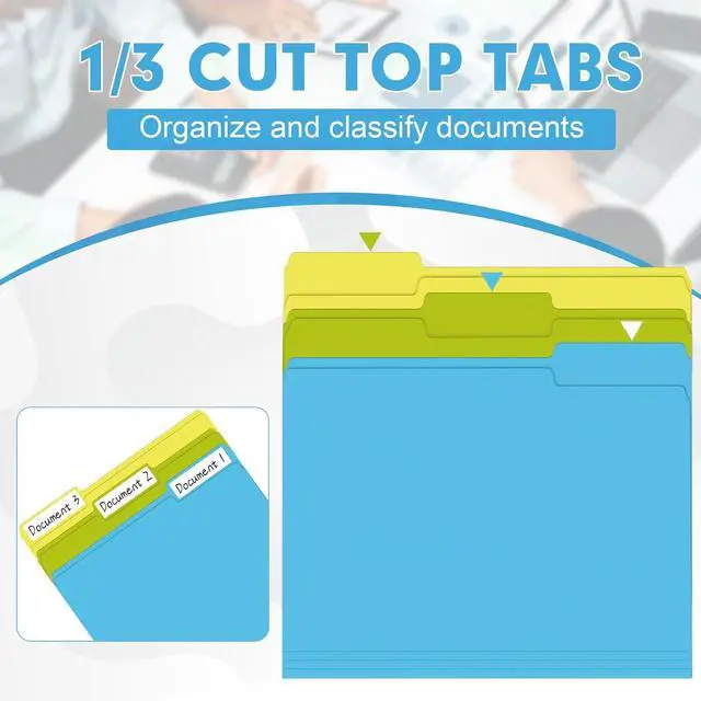 Alt view image 3 of 7 - File Folder, HERKKA 30 Pack 1/3 Cut Tab File Folders, Letter Size, Assorted 6 Colors, Colored File Folders Designed for Office and Classroom Use