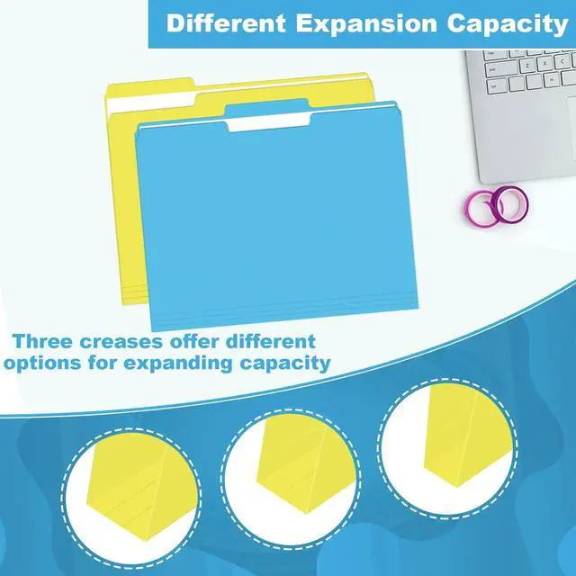 Alt view image 4 of 7 - File Folder, HERKKA 30 Pack 1/3 Cut Tab File Folders, Letter Size, Assorted 6 Colors, Colored File Folders Designed for Office and Classroom Use