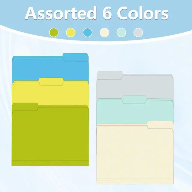 Alt view image 5 of 7 - File Folder, HERKKA 30 Pack 1/3 Cut Tab File Folders, Letter Size, Assorted 6 Colors, Colored File Folders Designed for Office and Classroom Use