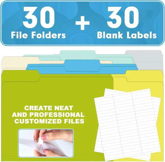Alt view image 6 of 7 - File Folder, HERKKA 30 Pack 1/3 Cut Tab File Folders, Letter Size, Assorted 6 Colors, Colored File Folders Designed for Office and Classroom Use