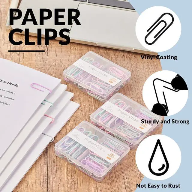 Alt view image 4 of 6 - NEEWAY Colorful Paper Clips Assorted Sizes, Small and Large Paperclips, 210 Count, 3 Pack of 70 (Light Multicolor)