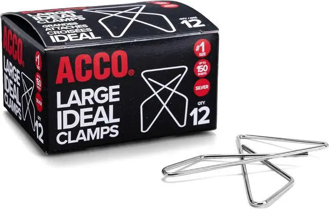 Main image of ACCO Brands Ideal Paper Clamp (Butterfly Clamp), Smooth Finish, No.1 Size (Large), 12/Box (A7072610)