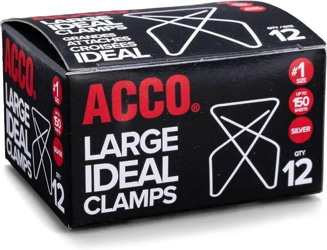 Alt view image 3 of 4 - ACCO Brands Ideal Paper Clamp (Butterfly Clamp), Smooth Finish, No.1 Size (Large), 12/Box (A7072610)
