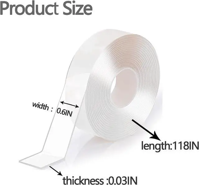 Alt view image 2 of 6 - 2 Rolls Clear Curtain Rod Slide Tape, Drapery Ring Smoothing Film