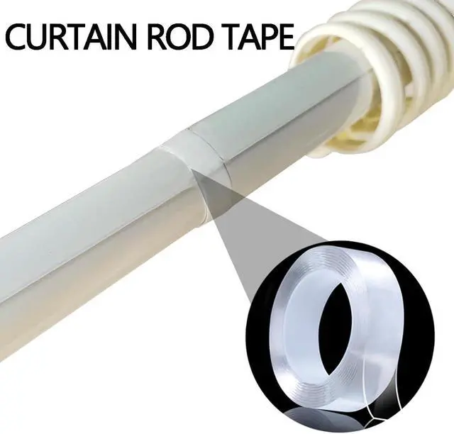 Alt view image 3 of 6 - 2 Rolls Clear Curtain Rod Slide Tape, Drapery Ring Smoothing Film
