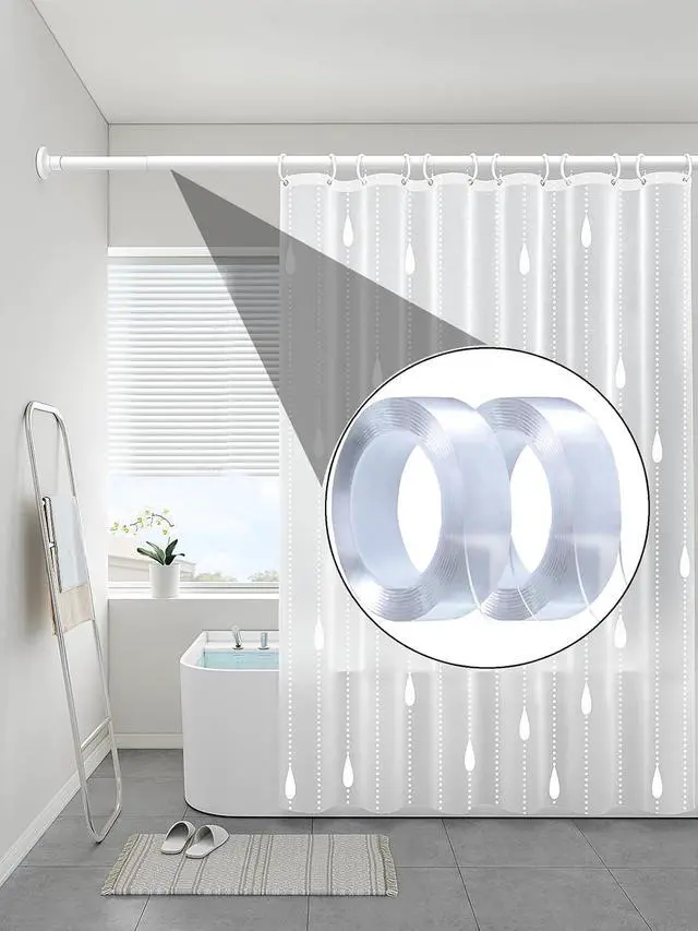Alt view image 4 of 6 - 2 Rolls Clear Curtain Rod Slide Tape, Drapery Ring Smoothing Film