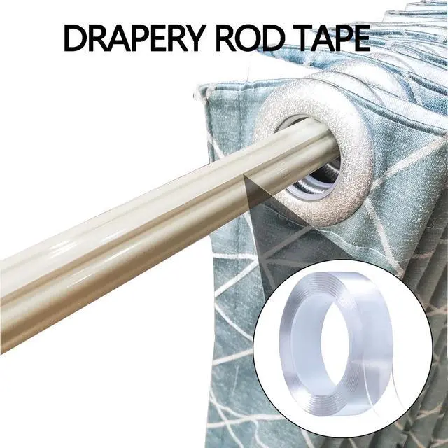 Alt view image 5 of 6 - 2 Rolls Clear Curtain Rod Slide Tape, Drapery Ring Smoothing Film