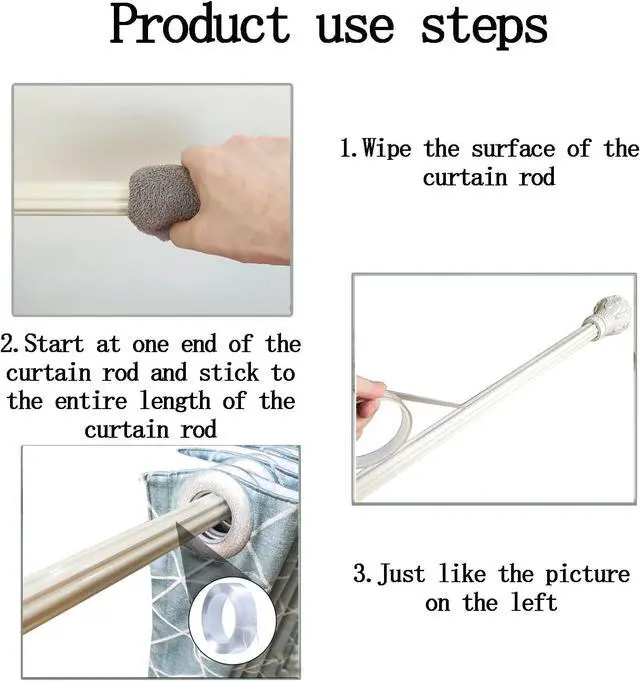 Alt view image 6 of 6 - 2 Rolls Clear Curtain Rod Slide Tape, Drapery Ring Smoothing Film