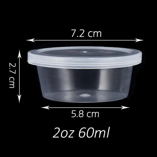 Alt view image 2 of 7 - Augshy Small Slime Containers With Lids, 50 Pack Hawaiian Shaved Ice Mold Jello Shot Cups Condiment Containers Plastic Portion Cups with Lids for Salad Dressing Food Storage Containers (2 oz)