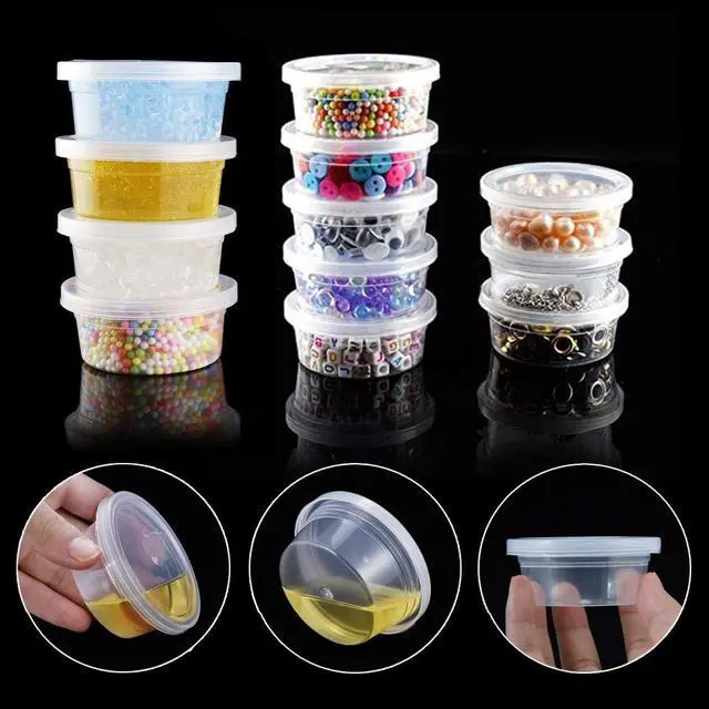 Alt view image 3 of 7 - Augshy Small Slime Containers With Lids, 50 Pack Hawaiian Shaved Ice Mold Jello Shot Cups Condiment Containers Plastic Portion Cups with Lids for Salad Dressing Food Storage Containers (2 oz)
