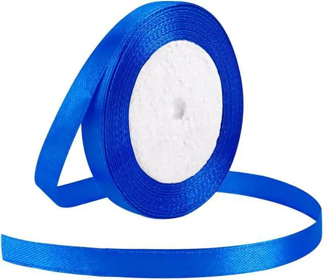 Main image of 25 Yard Royal Blue Satin Ribbon Roll, 3/8 Inch Fabric Ribbon for Craft Bows Rose Bouquet, Holiday Gift Wrapping, Party Decoration