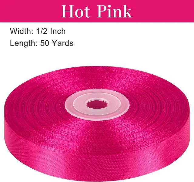 Alt view image 2 of 7 - Hot Pink Satin Ribbon, 1/2 Inch, 50 Yards