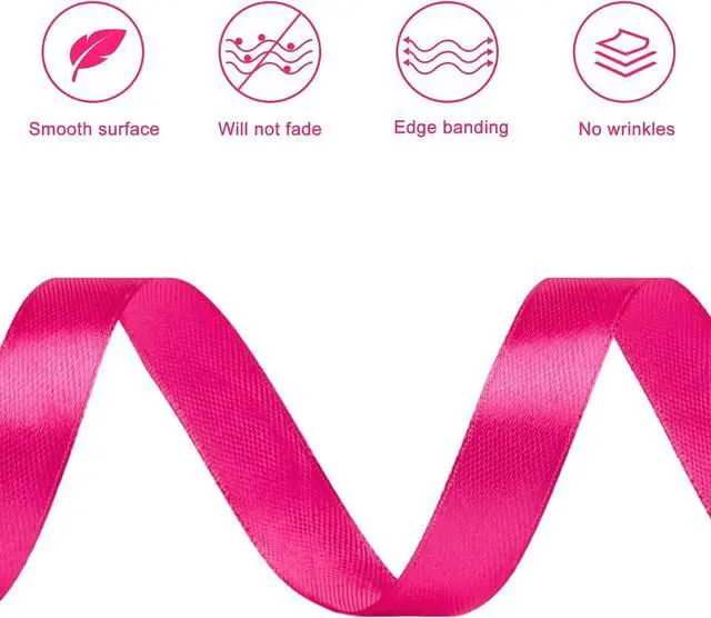Alt view image 3 of 7 - Hot Pink Satin Ribbon, 1/2 Inch, 50 Yards