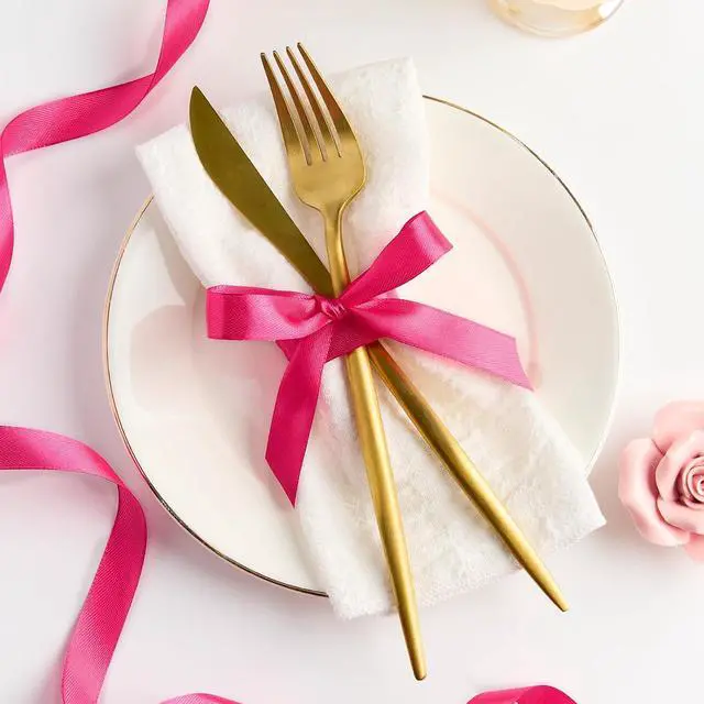 Alt view image 5 of 7 - Hot Pink Satin Ribbon, 1/2 Inch, 50 Yards