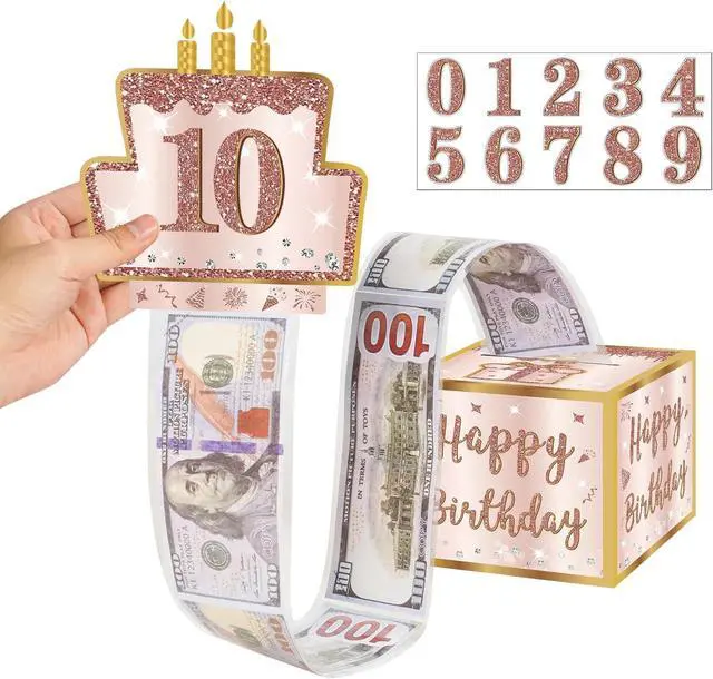 Main image of Turypaty Happy Birthday Money Gift Box with DIY Ages, Party Cash Gift Girls