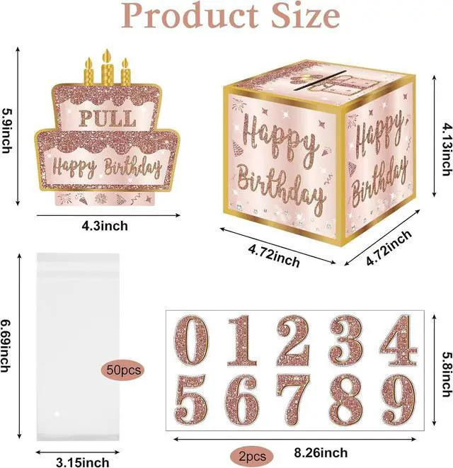 Alt view image 3 of 6 - Turypaty Happy Birthday Money Gift Box with DIY Ages, Party Cash Gift Girls