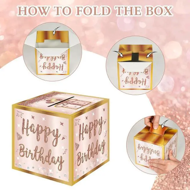 Alt view image 6 of 6 - Turypaty Happy Birthday Money Gift Box with DIY Ages, Party Cash Gift Girls