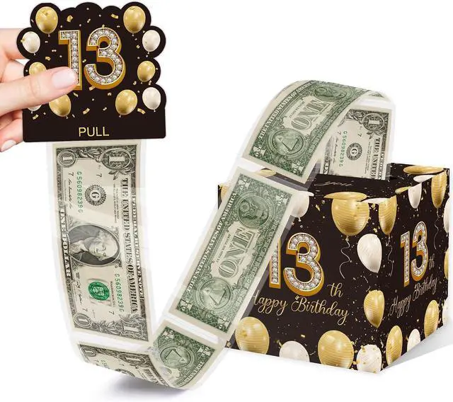 Main image of Azbuk 13th Birthday Money Pull-Out Surprise Box Gift for Teens