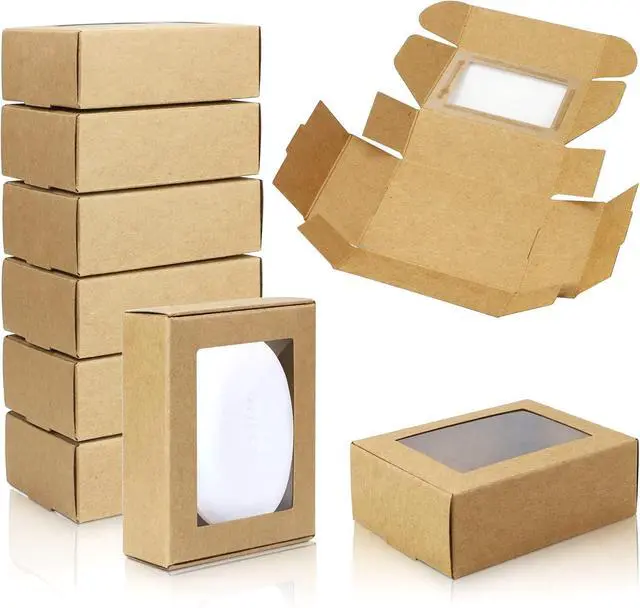 Alt view image 3 of 7 - BadenBach 50 Pack Mini Kraft Boxes with Clear Window, 3.3"x2.3"x1.2", Brown