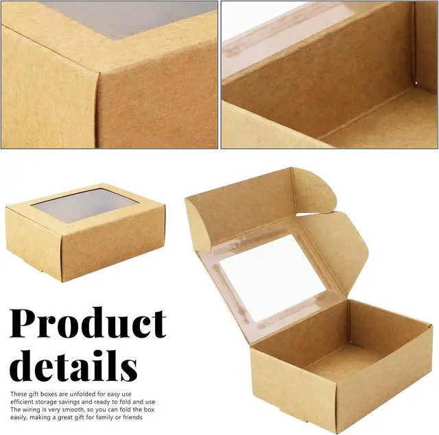 Alt view image 4 of 7 - BadenBach 50 Pack Mini Kraft Boxes with Clear Window, 3.3"x2.3"x1.2", Brown