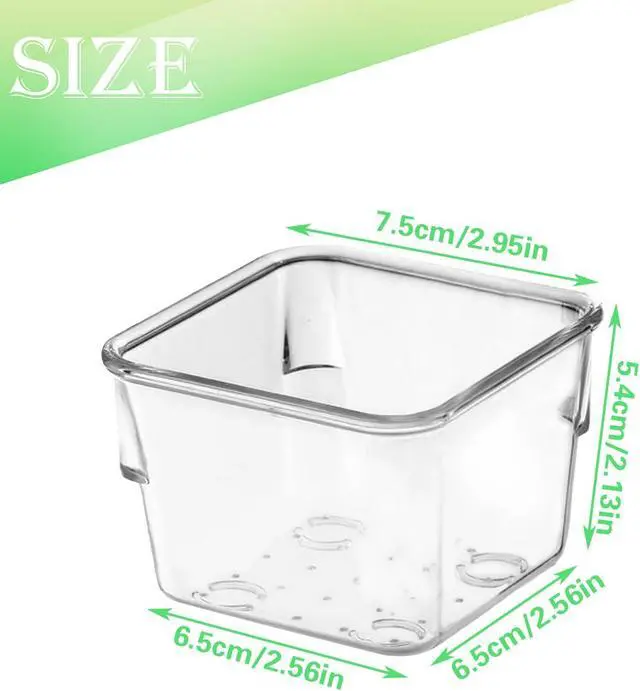 Alt view image 3 of 6 - 8 PCS Stackable Clear Drawer Organizers 3" x 3" x 2" Square Trays Small Makeup Vanity Storage Bins Clear Desk Drawer Organization Container Dividers for Office Bathroom Kitchen Utensil