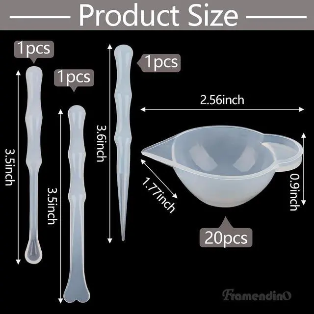 Alt view image 2 of 7 - Framendino, 23 Pack Silicone Mold Cup Dispenser Mini Measuring Mixing Bowls with Spoon Glue Stick for DIY Epoxy Resin Craft