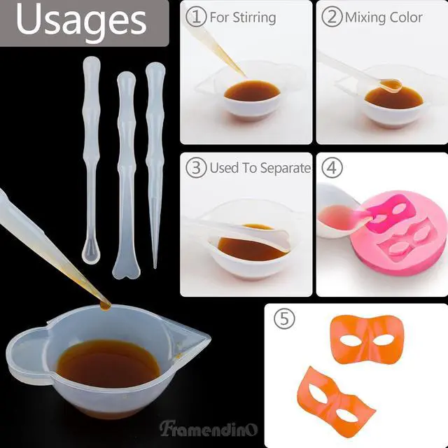 Alt view image 3 of 7 - Framendino, 23 Pack Silicone Mold Cup Dispenser Mini Measuring Mixing Bowls with Spoon Glue Stick for DIY Epoxy Resin Craft