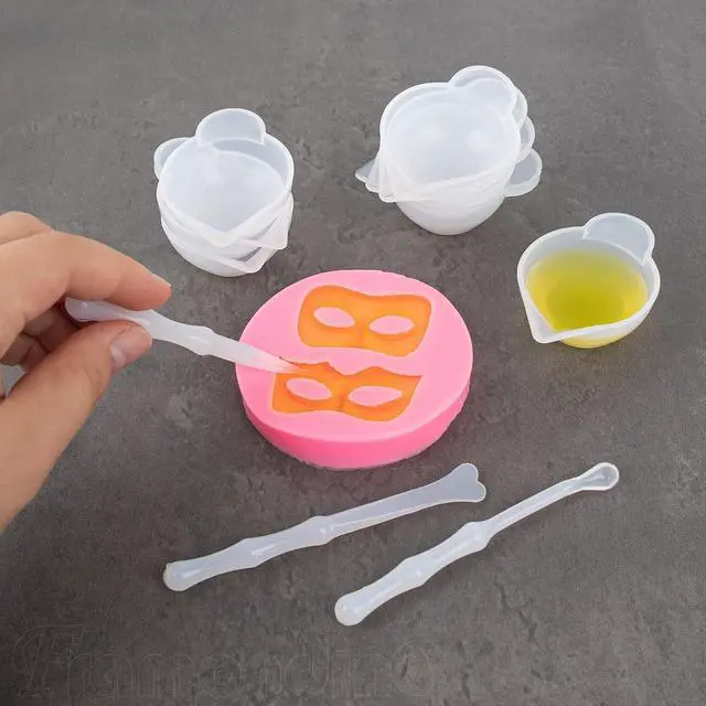 Alt view image 4 of 7 - Framendino, 23 Pack Silicone Mold Cup Dispenser Mini Measuring Mixing Bowls with Spoon Glue Stick for DIY Epoxy Resin Craft