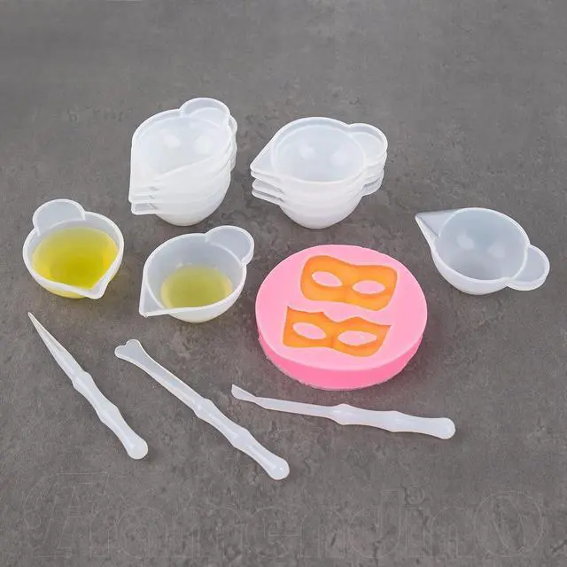 Alt view image 6 of 7 - Framendino, 23 Pack Silicone Mold Cup Dispenser Mini Measuring Mixing Bowls with Spoon Glue Stick for DIY Epoxy Resin Craft
