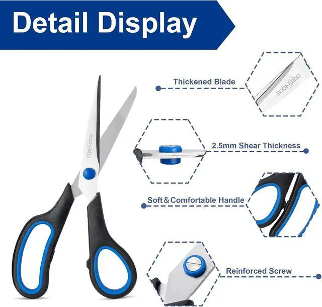 Alt view image 3 of 7 - 6PCS 8" Scissors,Sharp Stainless Steel All Purpose for Office School Crafts