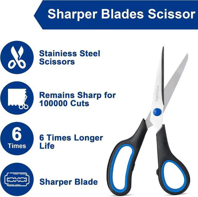 Alt view image 4 of 7 - 6PCS 8" Scissors,Sharp Stainless Steel All Purpose for Office School Crafts